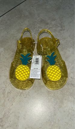 Old Navy Toddler Girl’s Sparkly Pineapple Jelly Sandals / Shoes, Size 6, 8