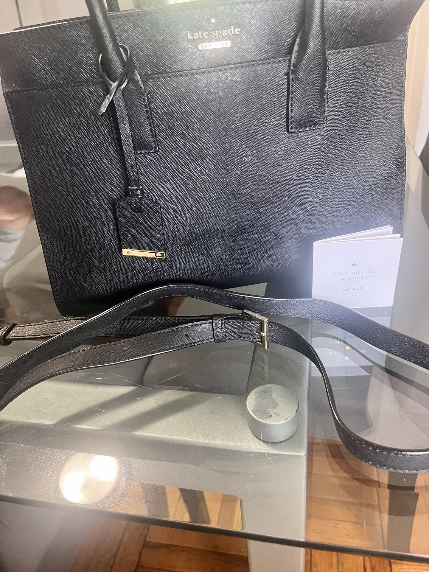 KATE SPADE Candace Black Leather Tote Bag With Shoulder Strap