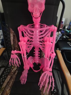 Glow in the dark Pink Plastic Full Body Skeleton Decoration
