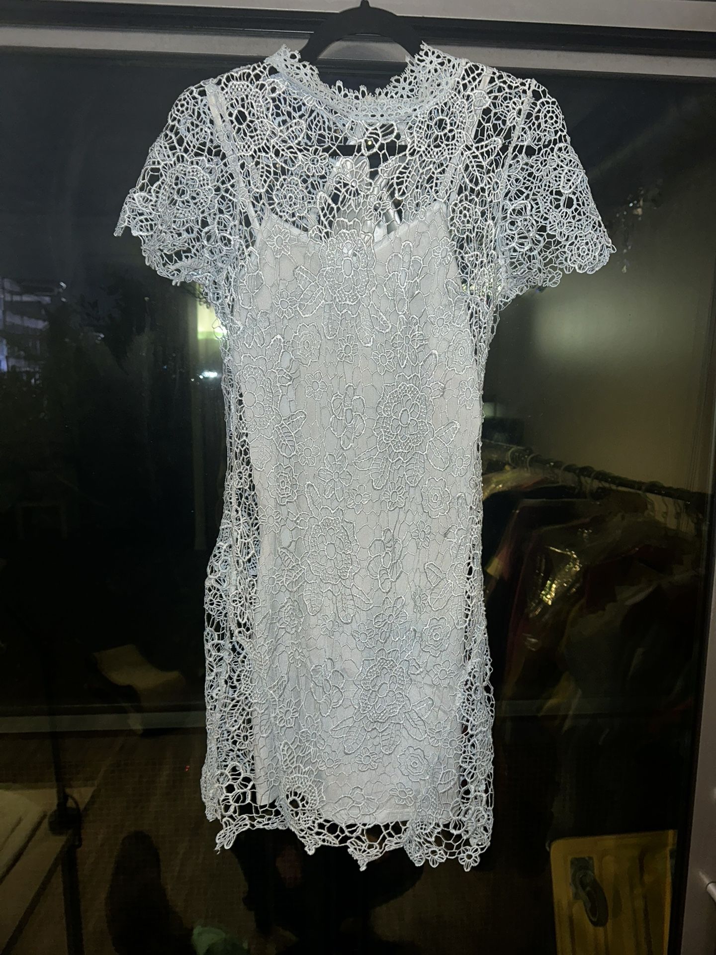 Baby Blue All-Over Lace Dress – Size Small 💙