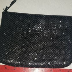 Vtg Unbranded Black Beaded Mesh Clutch Purse Bag with Zipper Closure 