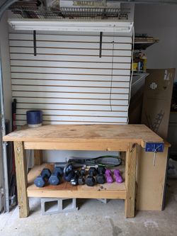 Wooden Workbench with Vise