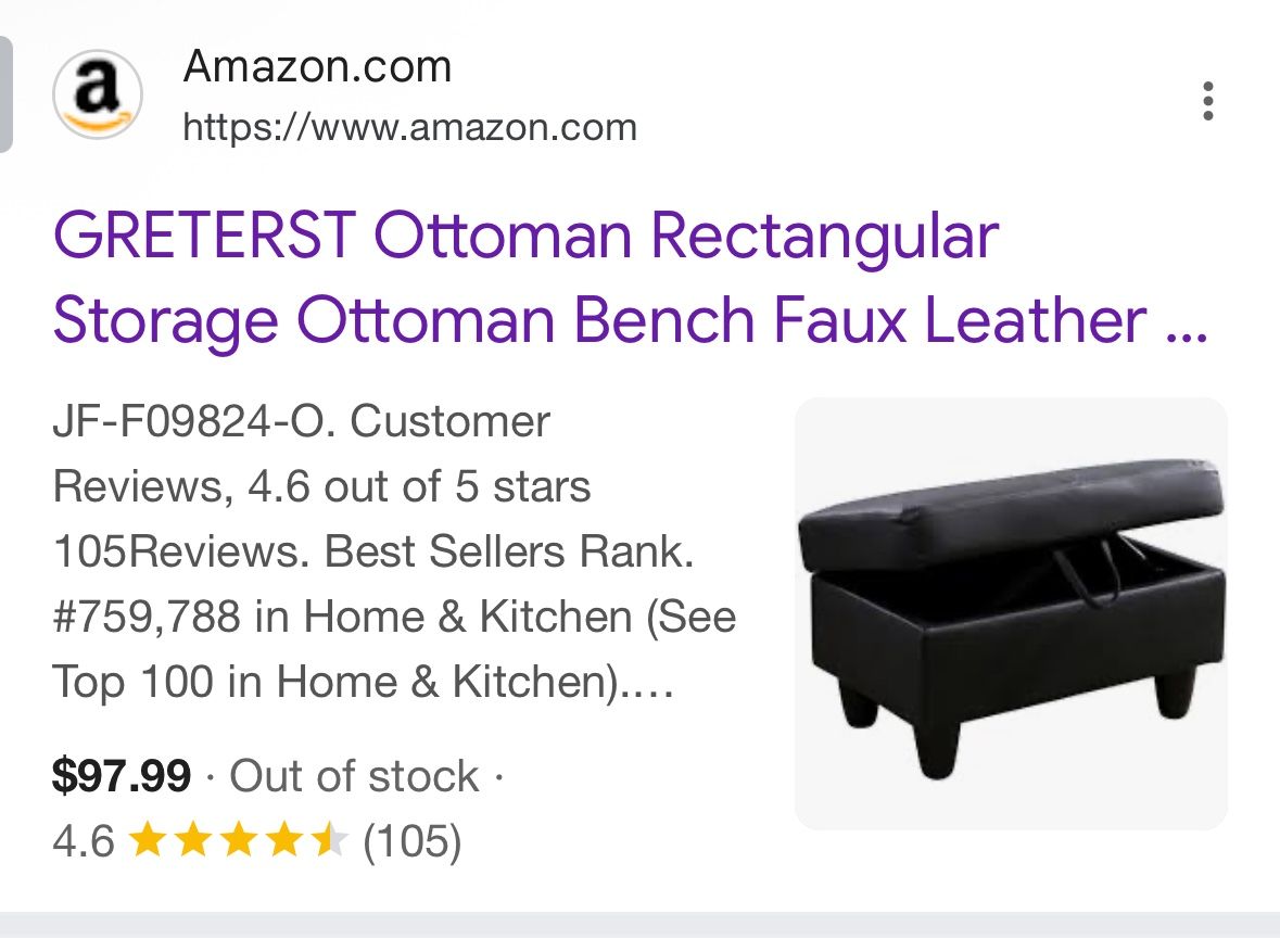 Blk Leather Ottoman (never Opened)