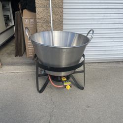 Cazo Con Base, Quemador Y Cuchara Mezcladora 