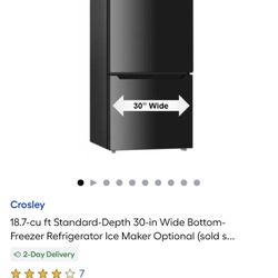  New Refrigerator CROSLEY Black bottom Drawer  Freezer