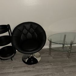 Rolling Cart, Couch, Glass Table, Swivel Chair, Rocking Chair, Toddler Jumper 