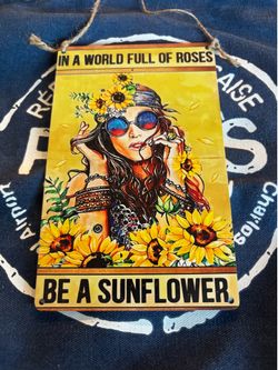 4x6” small wall hanging sunflower art