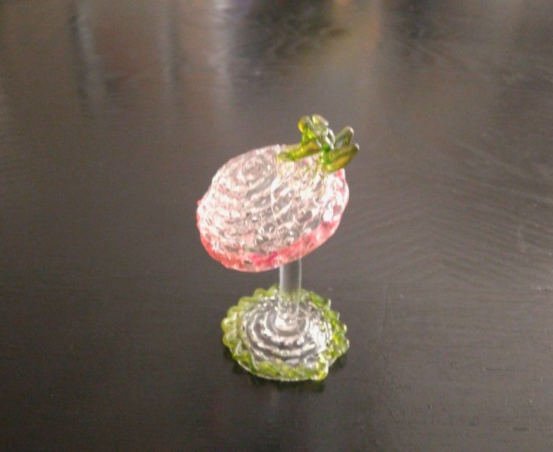 Vintage Small Glass Art Frog/Mushroom Figurine 