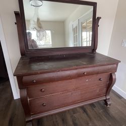 Antique Set Of Mahogany Dressers with Mirrors