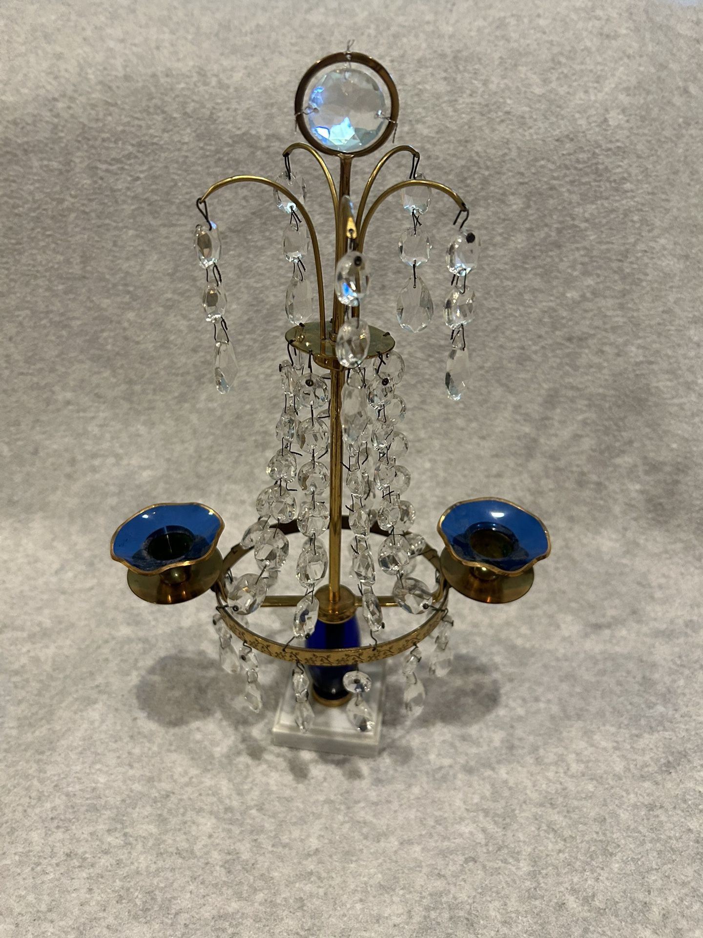 Vintage Gustavian Style Swedish Table Crystal Candle Holder