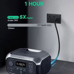 Portable Power Station Andes 300, 266Wh Battery with 300W AC/100W USB-C Output —SOLAR PANEL NOT INCLUDED