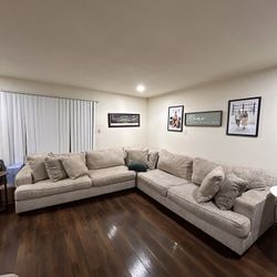 Neutral Beige L-shaped Sectional Sofa/Couch 