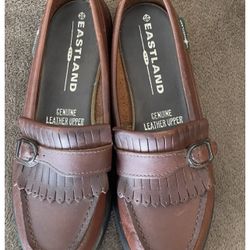 New EastlandWoodside Women's Kiltie Brown Cinnamon Leather Slip On Loafer Sz 7M