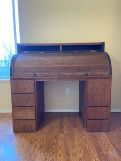 Solid wood roll top desk