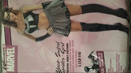 Sexy black suited spider girl costume. Sz. L