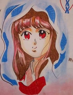 22x28 Cambridge board illustration of an anime character