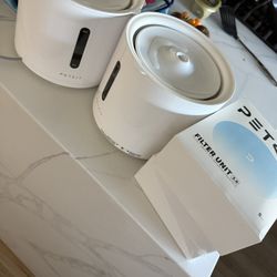 Two Used Pet Kit Water Fountain And 3 New Filters 