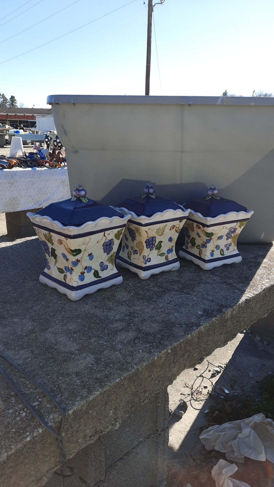 Set of 3 ceramic canisters blue berries and black berries CAPRIWARE