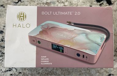 HALO Bolt Ultimate 2 Portable Car Battery Jump Starter | 130 PSI Air Compressor, 55.5Wh USB Power Bank with AC Outlet, Emergency Floodlight & Charger,