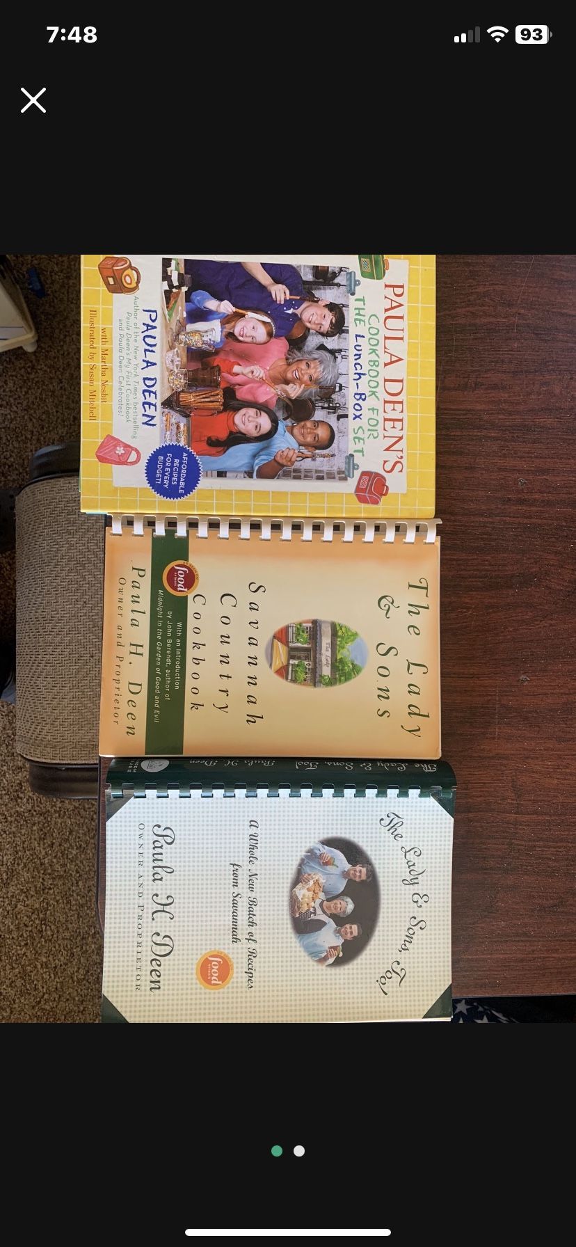3 Paula Deen Cookbooks. One Autographed