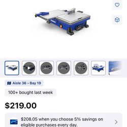 Kobalt 6 -Amp 7.0-in -Blade Wet Tabletop Sliding Table Tile Saw