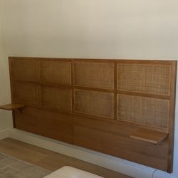 Beautiful King Headboard- Oak & Rattan