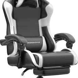Dowinx Ergonomic Gaming Chair with Footrest & Massage Lumbar, 2D-Linkage Armrests for Computer Chair 330lbs with Headrest Pillow for Office, Home, Str