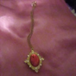 Gold And Orange Pendant Pin From Avon