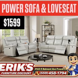 New sofa and loveseat leather power recliners