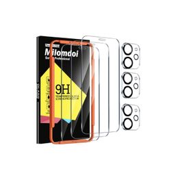 3Pack Screen Protector for Apple iPhone 13 with 3 Pack Tempered Glass Camera Lens Protector, Ultra 9H Accessories, Case Friendly, Mounting Frame,(13PM