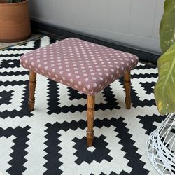 Vintage Mid Century Upholstered Foot Stool . 