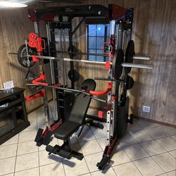 Smith Machine 200 | Adjustable Bench | 245lb Cast Iron Olympic Weights | 7ft Olympic Bar | Fitness | Gym Equipment | FREE DELIVERY/INSTALLATION 🚚 🛠️