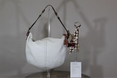 Vintage White Coach Hobo Shoulder Bag