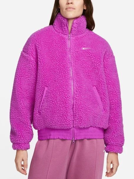 Vintage retro Nike Sherpa fuzzy thick purple pink jacket coat 