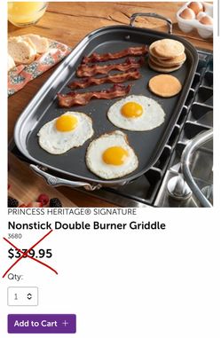 PRINCESS HERITAGE® SIGNATURE Nonstick Double Burner Griddle