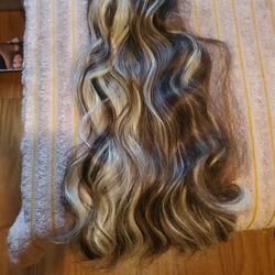 Brown Blonde One Piece Clip In Extension