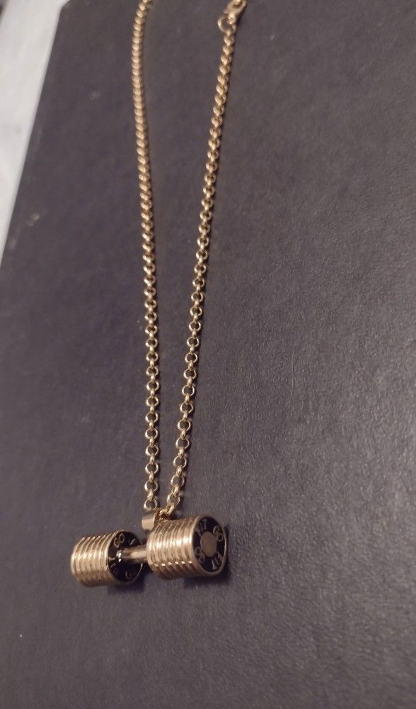 20" Gold Plated DUMBBELL Weight Necklace
