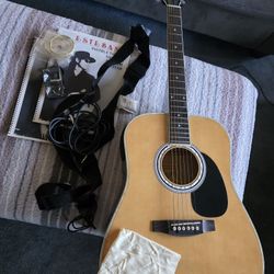 Esteban A-100 ACOUSTIC GUITAR with case, instruction booklets, Extras 