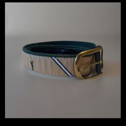 YRI Embroidered Canvas & Leather Golf Belt Size 34