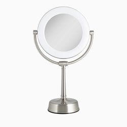 Zadro 12" Round Dimmable LED Makeup Mirror with Lights and Magnification 10X/1X Countertop Makeup Mirror