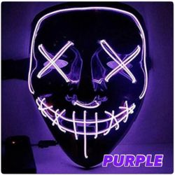 PURPLE Halloween Scarecrow LED Mask