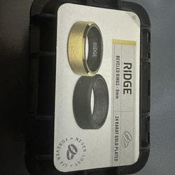 Ridge 8mm Beveled Ring Set - 24K Gold