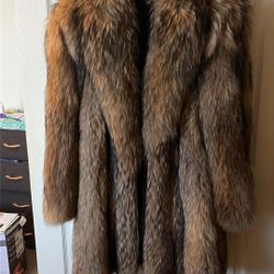 Natural Raccoon Fur coat- 3/4 Length- Medium 