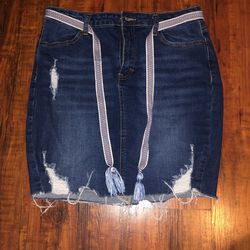 Ripped Denim Skirt
