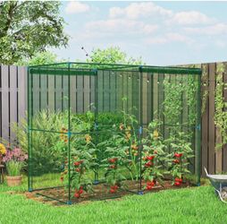 7.9' x 3.9' x 6.1' Walk-in Crop Cage / Garden Plant Protector from Animals with Roll-Up Zipper