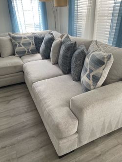 Sectional sofa, chair, coffee table end table and lamp