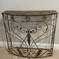 SCROLLED WROUGHT IRON CONSOLE TABLE