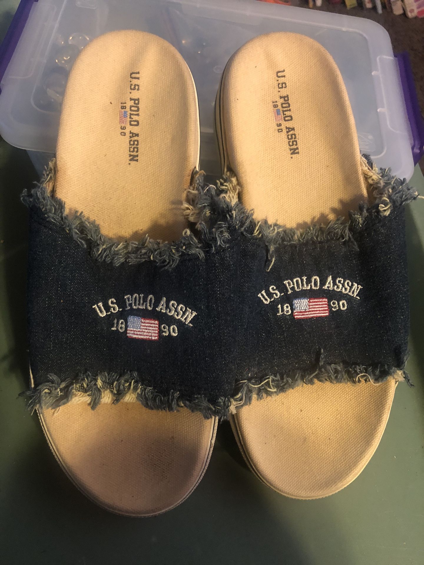 US Polo Assn. Women’s Fabric Denim Sandals. Size 9M