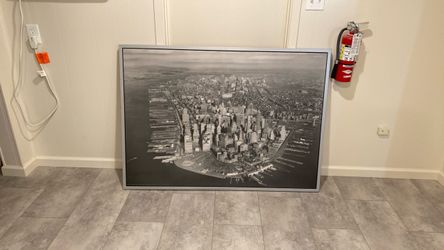 Large Framed New York City Black and White City Aerial Print
