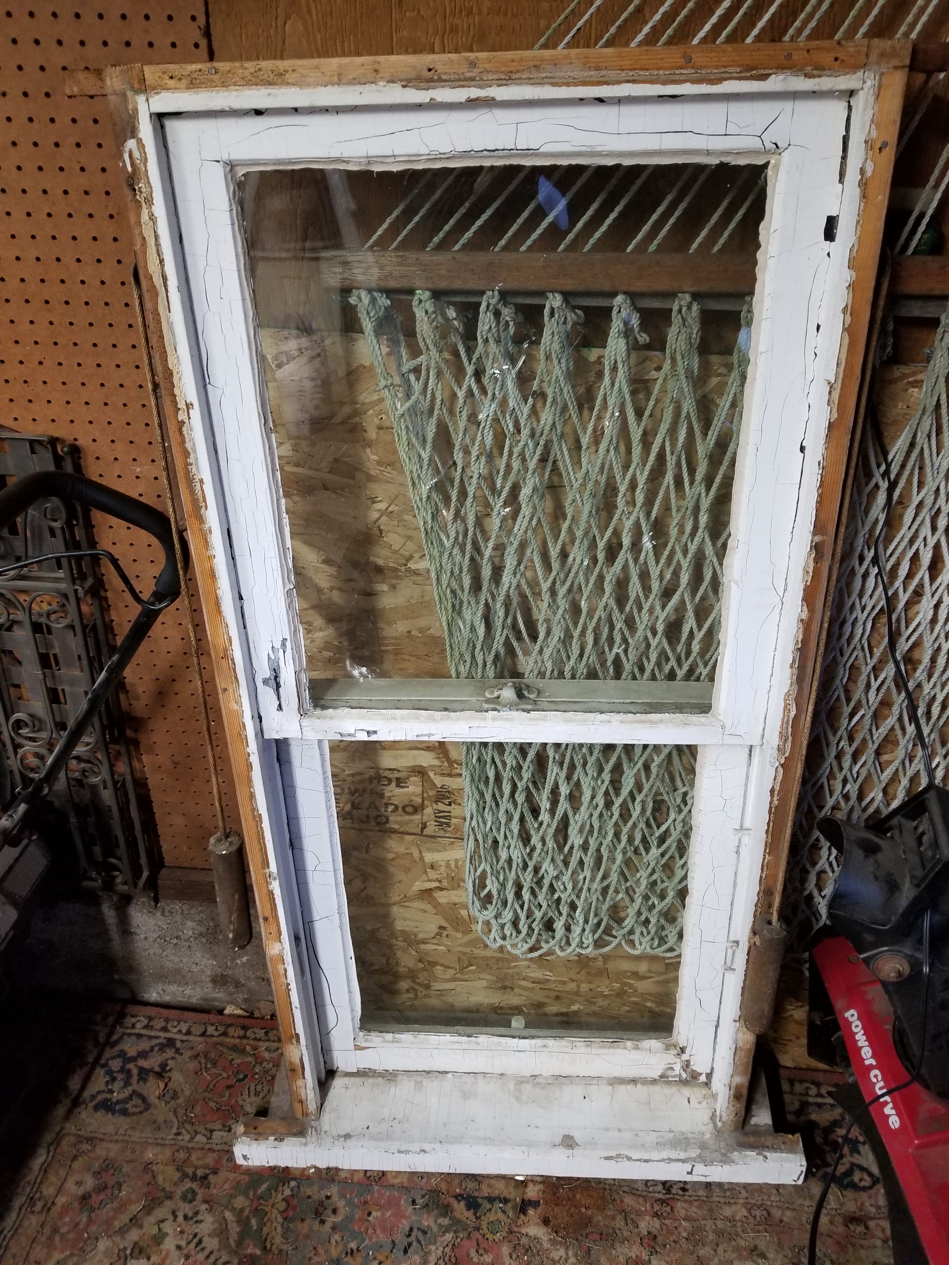 Old wooden double hung window